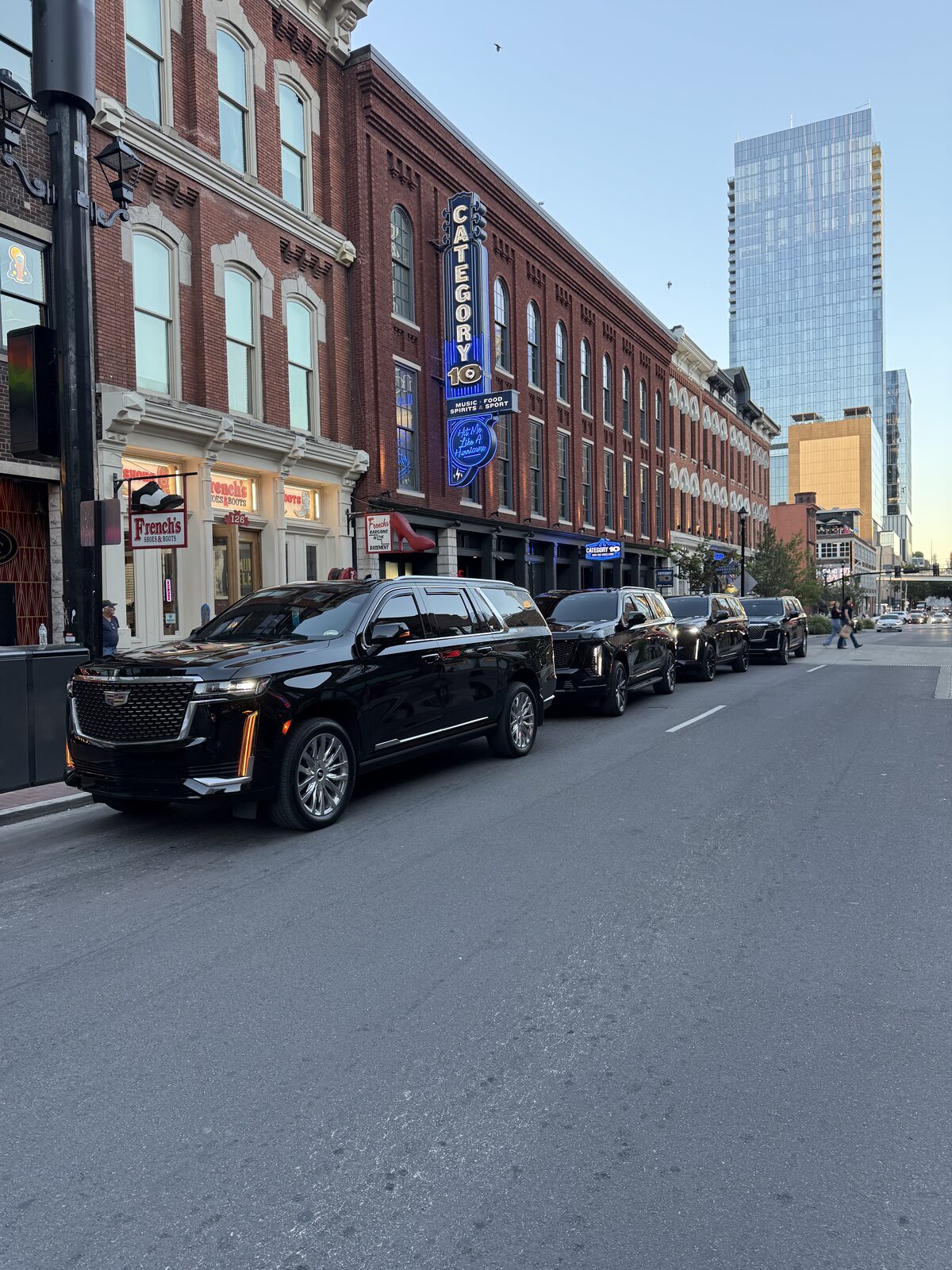 Fleet lined up on Broadway in downtown Nashville